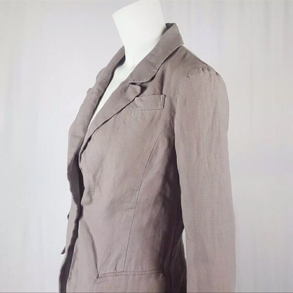 LOFT Womens Size 2 Gray Long Sleeve Lined 100% Linen Career Blazer - Picture 3 of 8
